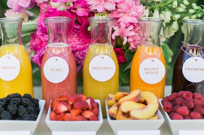 MOM-osa Bar:a fun mimosa bar for a baby shower or Mother's Day