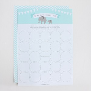 Elephant-themed shower bingo